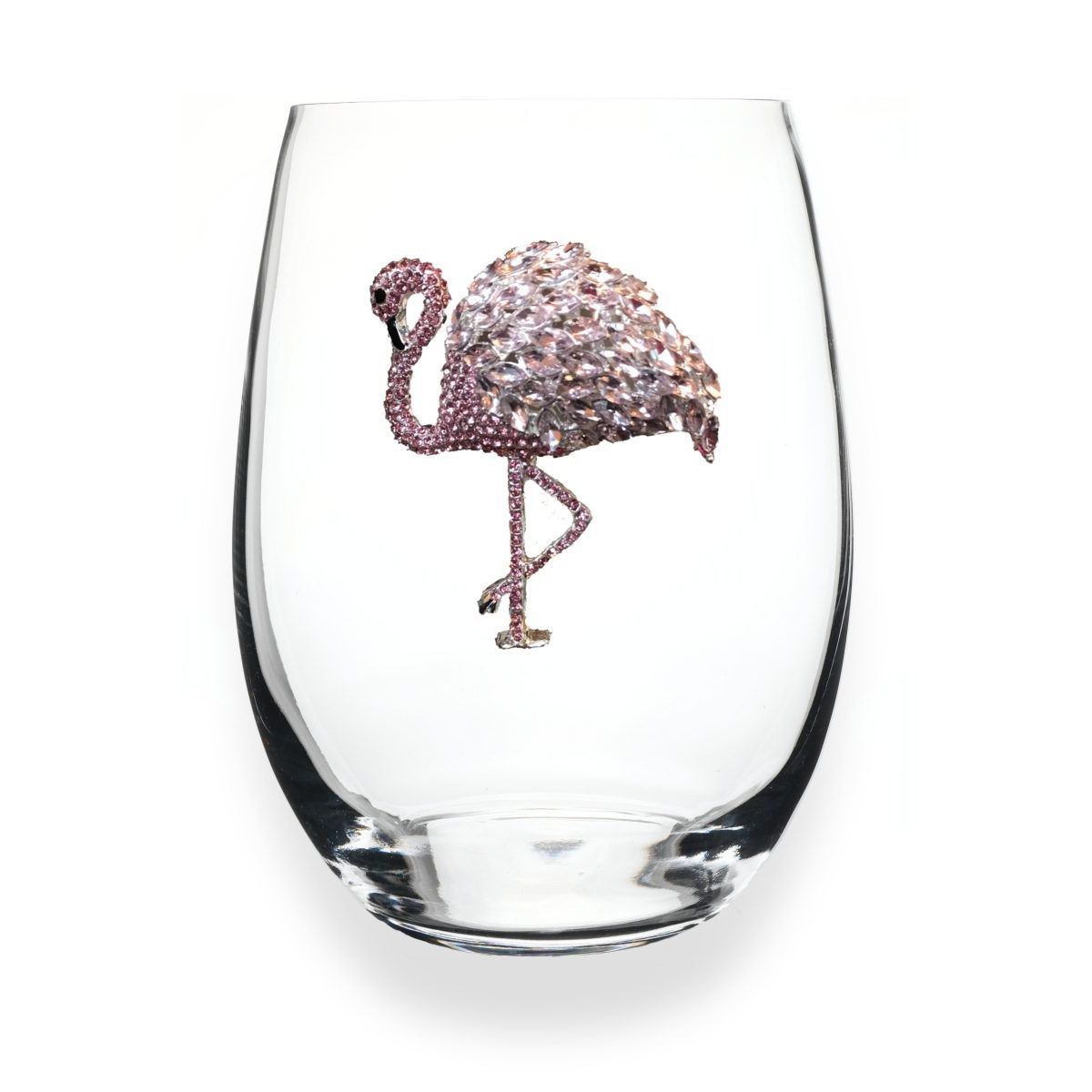 Flamingo Jeweled Stemless Wine Glass