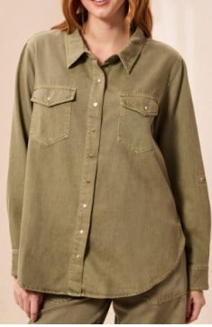 OLIVESTONE CLASSIC DENIM SHIRT W/ROLL UP SLEEVES