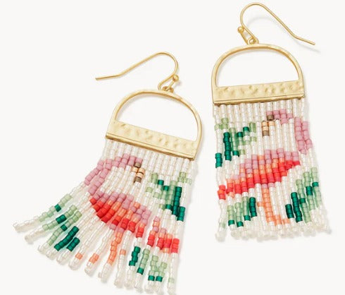 Bitty Bead Earrings Gold/White