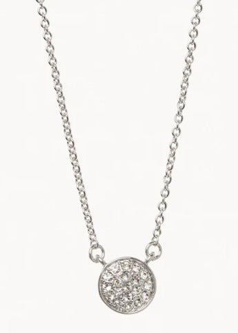 Stronger/Pave Disk Necklace Silver
