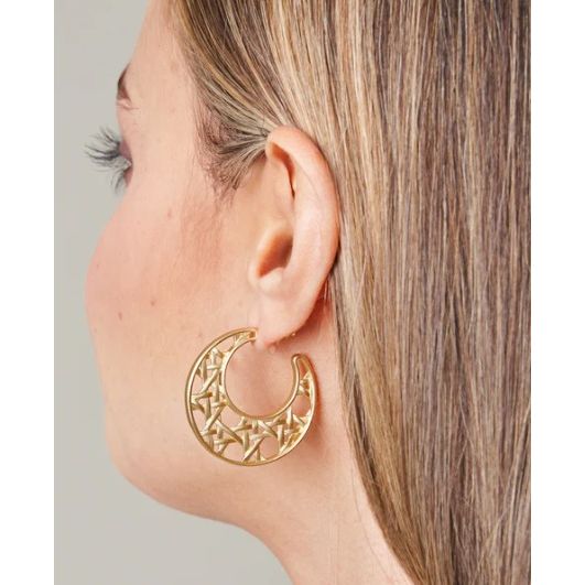 Cane Hoop Earrings Gold