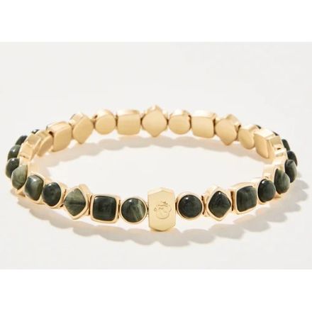 Maera Stretch Bracelet Silver Leaf Jasper