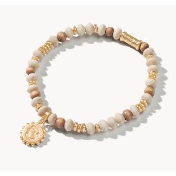 Stretch Bracelet 6mm, Natural Wood