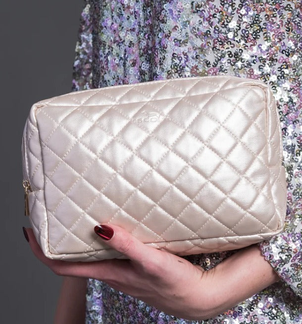 Champagne Quilted 2-Way Toiletry Bag