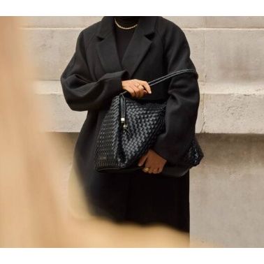 Black Nova Hand Woven Large Shoulder Bag