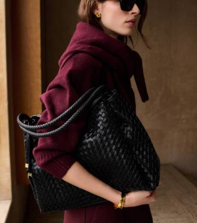 Black Nova Hand Woven Large Shoulder Bag
