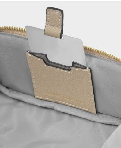 Taupe Fold-Out Mirror Makeup Bag