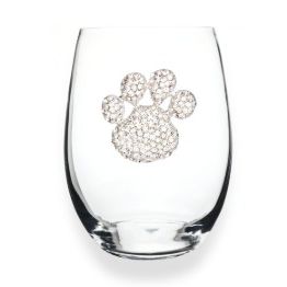 Paw Print Jeweled Stemless Wine Glass