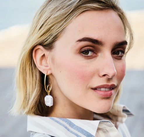 Loopy Hoop Earrings Pearl
