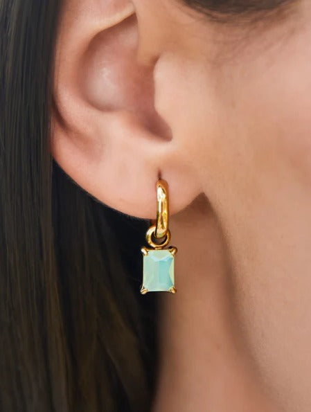Emerald Drop Convertible Hoop Earrings Sea Foam