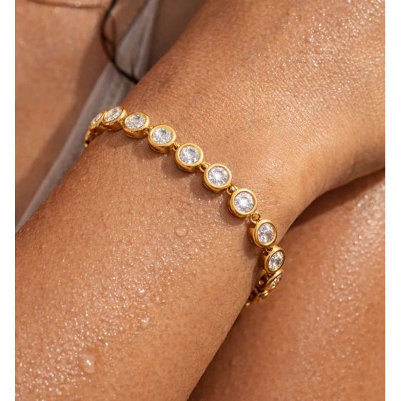 Caella Bezel Tennis Chain BraceletÂ