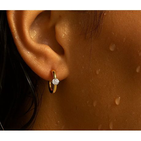 Yael Solitaire Huggie Hoop Earring