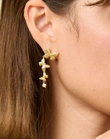 Butterfly Dangle Earrings Gold