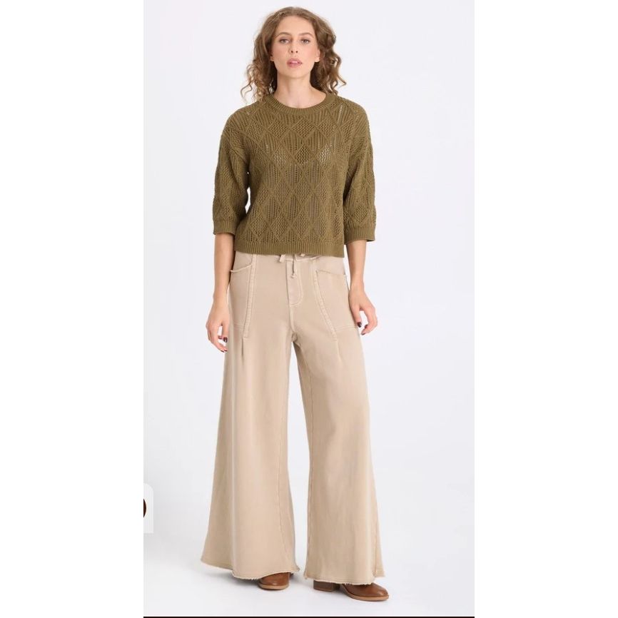 Kombu Pigment Halima Cotton Open-Knit Pullover