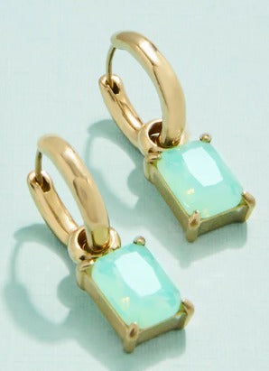 Emerald Drop Convertible Hoop Earrings Sea Foam