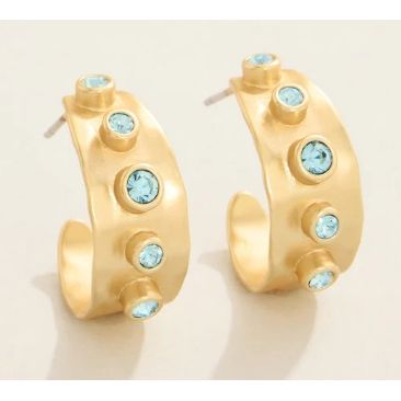 Estate Petite Hoop Earrings Blue