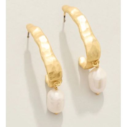 Tumbled Hoop Earrings Pearl