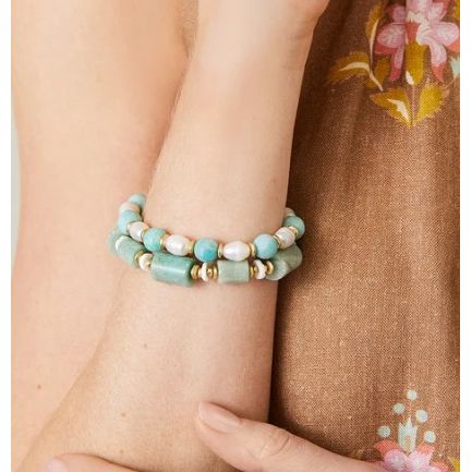 Stretch Bracelet 8mm Amazonite/Pearl