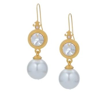 PREFERE EARRINGS WITH AUSTRIAN CRYSTAL AND HUGE PEARL DANGLE