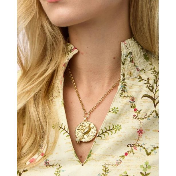 Japonica Bird Necklace 18" Gold