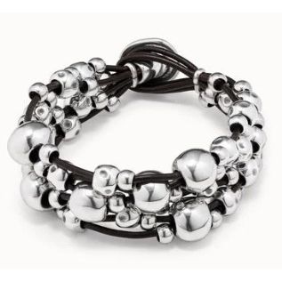 Multi strand beaded leather bracelet