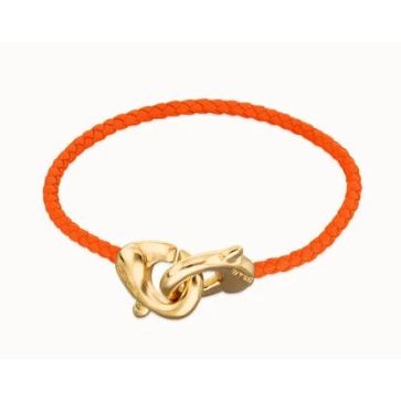Orange leather bracelet with interlocking carabiner