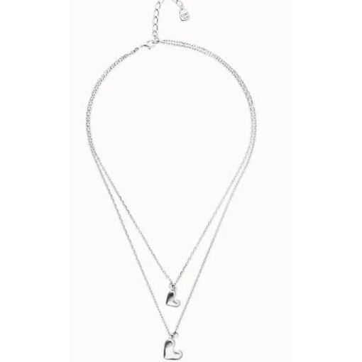 Multi strand chain necklace with two hearts