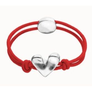 Red elastic thread bracelet with heart
