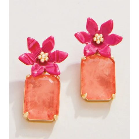 Blooming Gem Earrings Pink