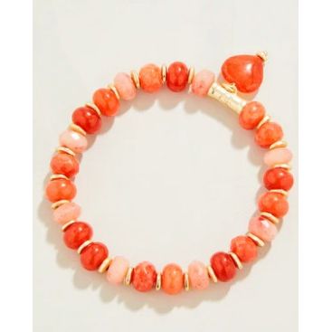 Stone Stretch Bracelet 8mm Red/Heart