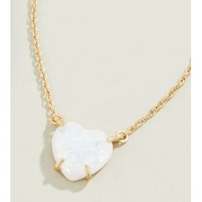 Opaline Heart Necklace 17" White