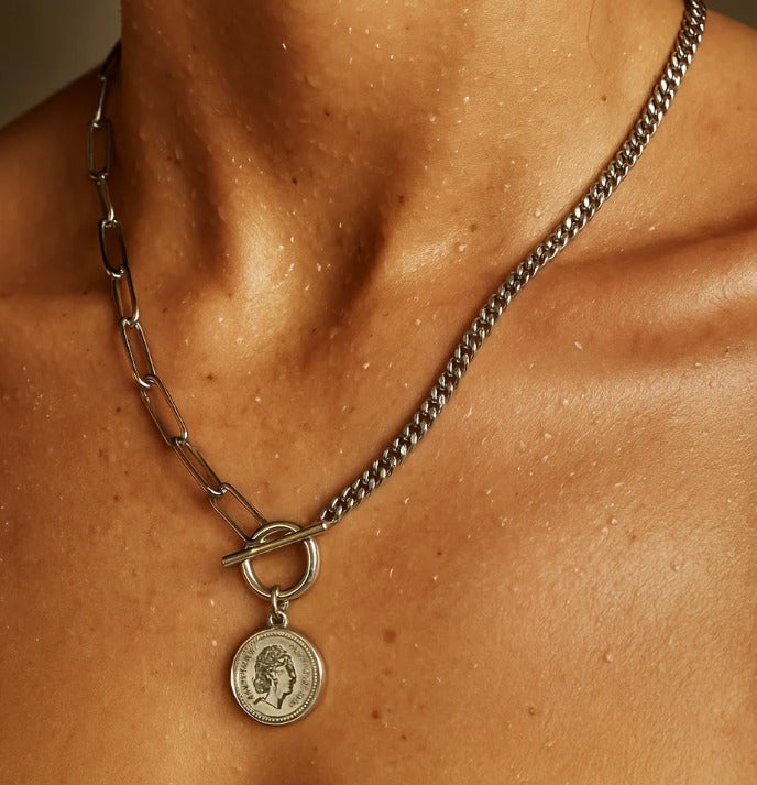 Stacie Toggle Chain Coin Necklace