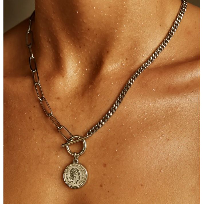 Stacie Toggle Chain Coin Necklace