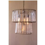 TWO TIERED ROUND PENDANT LIGHT WITH GLASS CHIMES