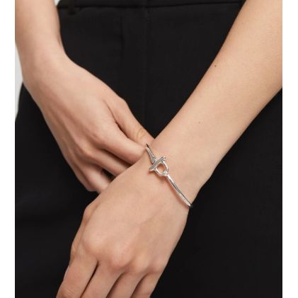 Bangle bracelet with white topaz