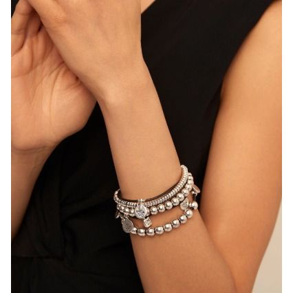 Leather beaded bracelet with charms