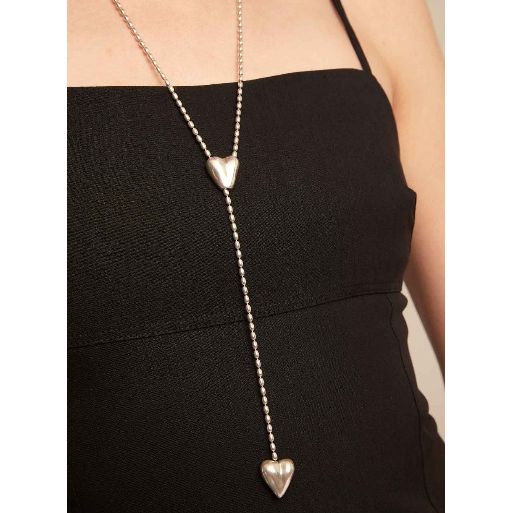 Long adjustable chain necklace with two hearts