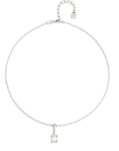 Short chain necklace with white cubic zirconia