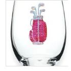 Golf Bag Jeweled Stemless Wine Glass