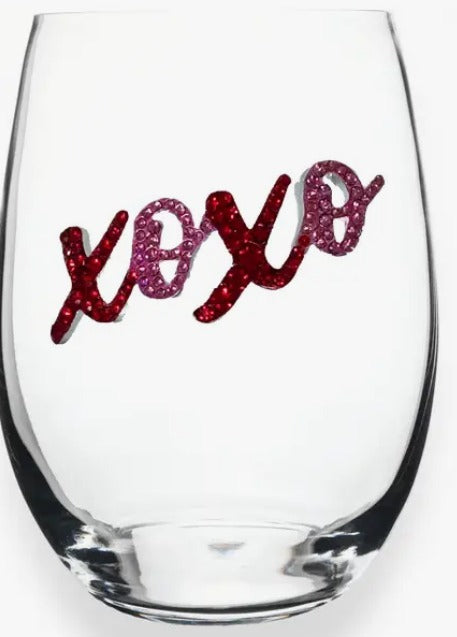Xoxo Jeweled Stemless Wine Glass