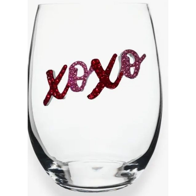 Xoxo Jeweled Stemless Wine Glass