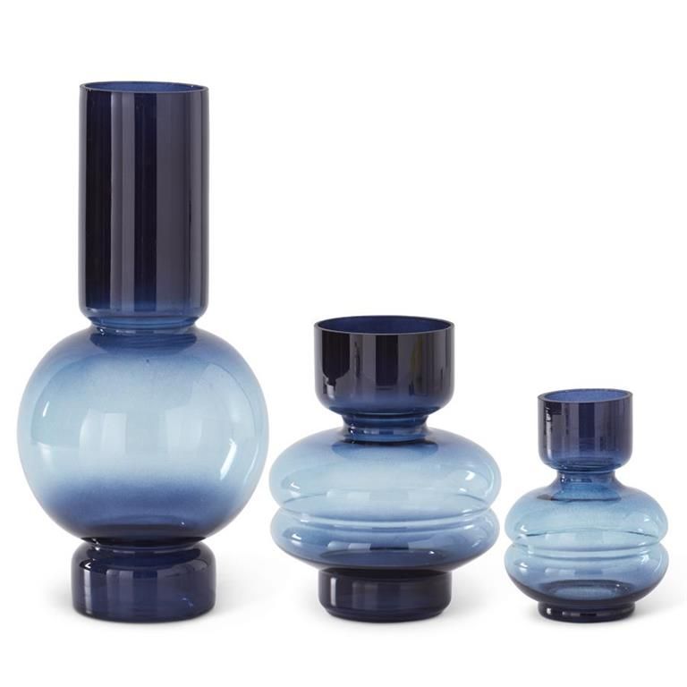 Blue 2 Tone Pot Belly Vase - Medium