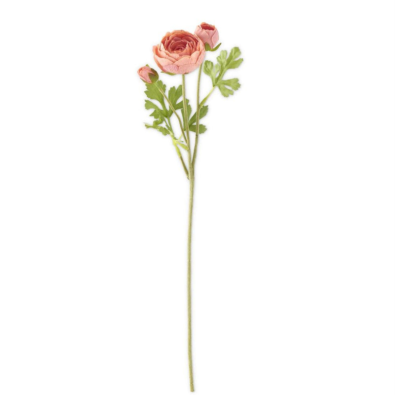 Coral Real Touch 3 Head Ranunculus Stem