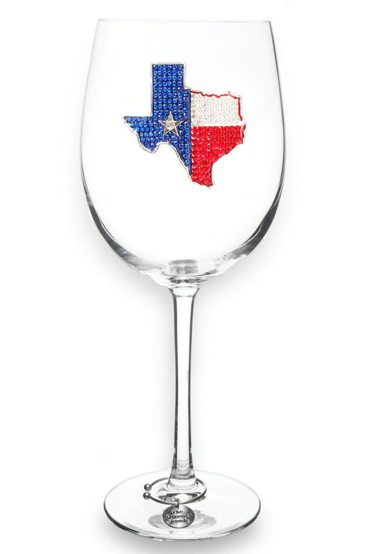 Texas State Stemmed Wine Glass