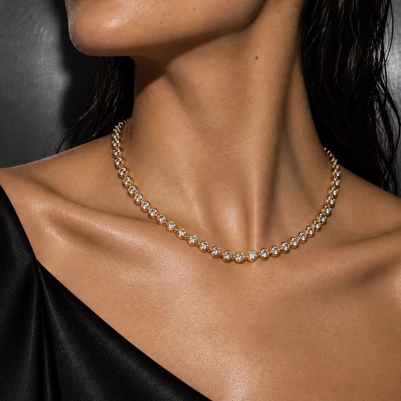 Caella Bezel Tennis Chain Necklace