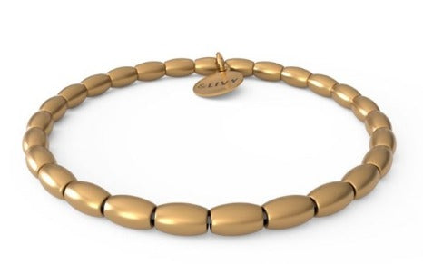 Rice Bead Beaded Stretch Bracelet - Antique Gold Finish