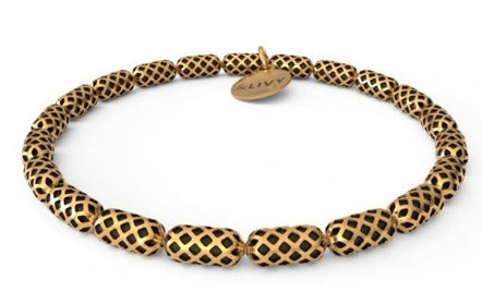 Honeycomb Beaded Stretch Bracelet - Antique Gold Finish
