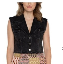 notch collar crop vest