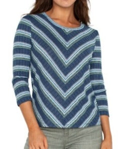 3/4 SLV MITER FRONT SCOOP NECK KNIT TEE