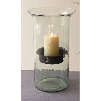 GLASS CANDLE CYLINDER W RUSTIC INSERT - MEDIUM